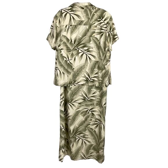 Caribbean Joe Maxi Dress Sheath Column Hawaiian Shirt Jacket Large Fern Tropical - Picture 4 of 15